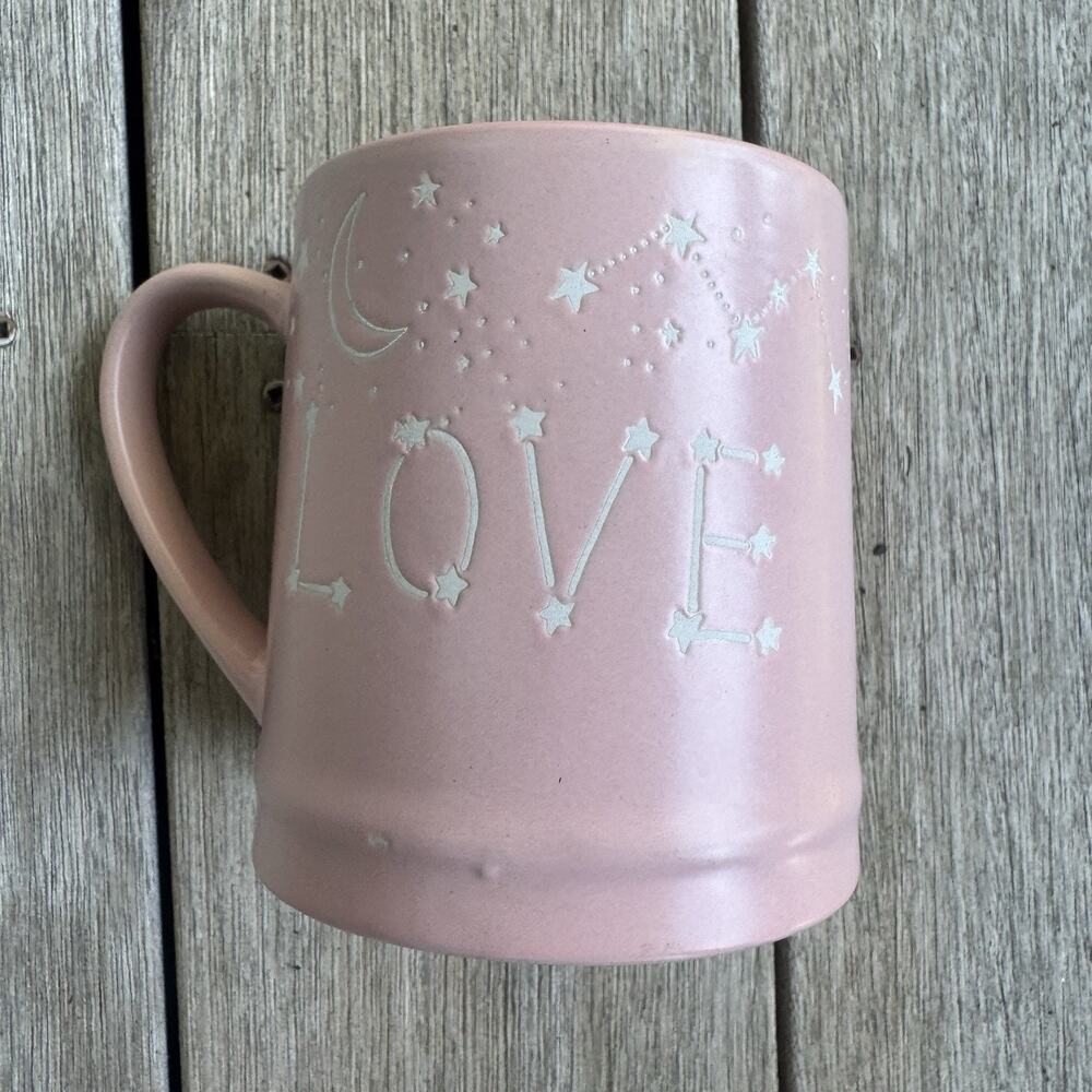 Pink Celestial Love Coffee Mug Moon Stars Constellation Ceramic Cup 4” Tall - Picture 6 of 6
